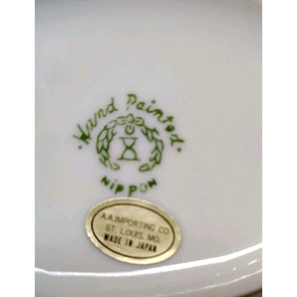 Vintage Nippon Hand Painted Porcelain Covered Jewelry Trinket Box Cottage Core - Picture 5 of 7